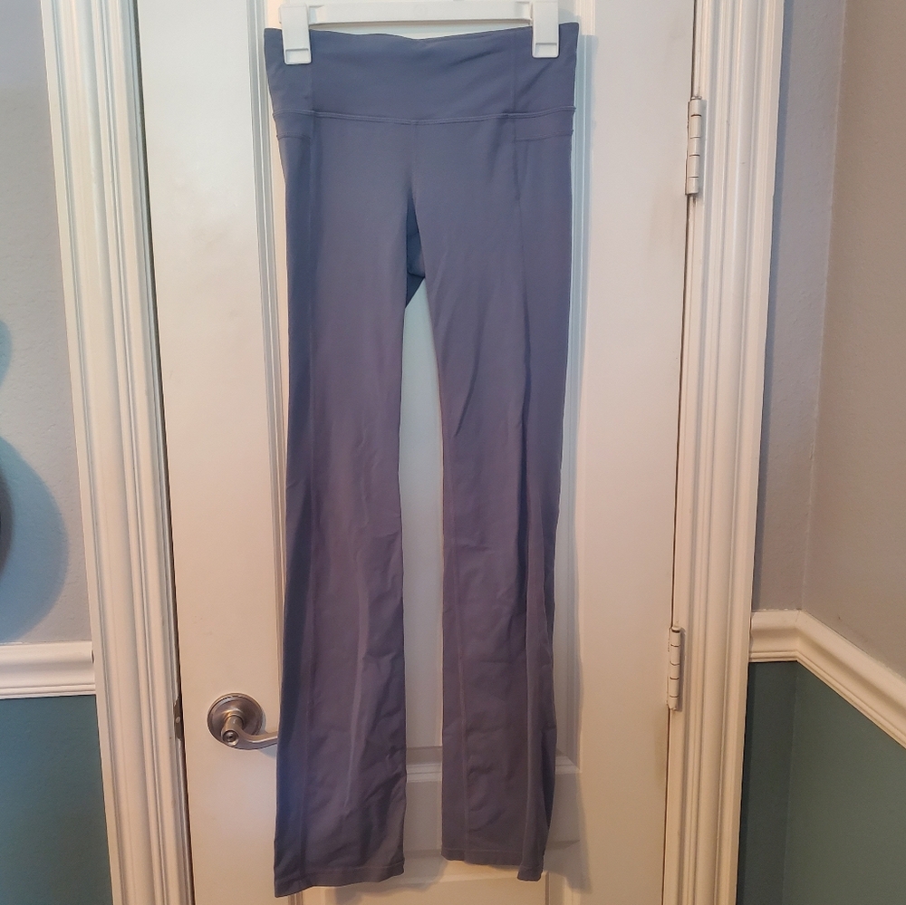 Athleta Straight Up Blue Gray Mid Rise Yoga Pants